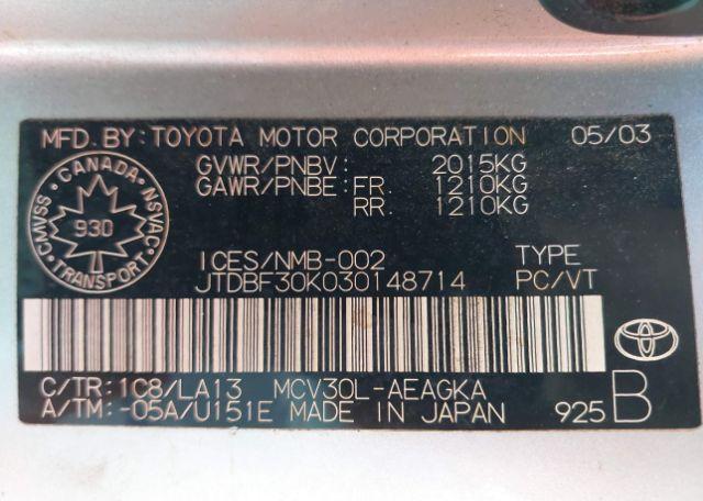 2003 TOYOTA CAMRY LE V6