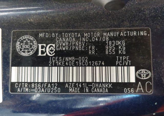 2009 TOYOTA Matrix XR