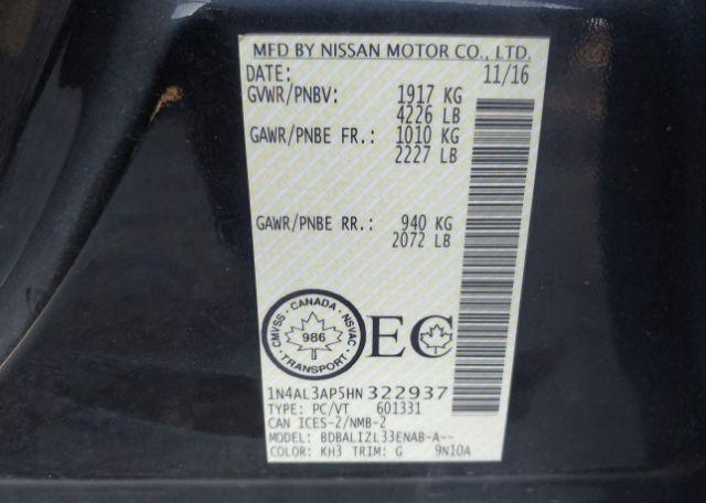 2017 NISSAN ALTIMA 2.5
