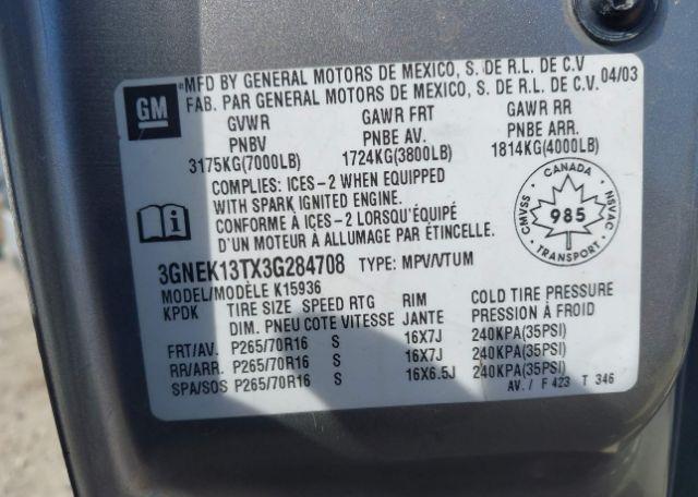 2003 CHEVROLET AVALANCHE 1500