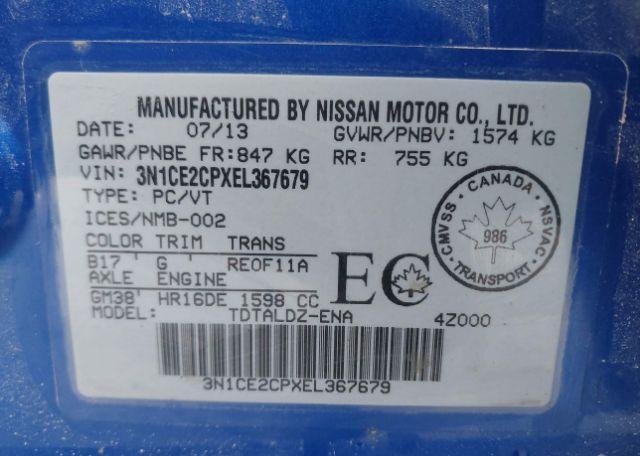 2014 NISSAN VERSA NOTE 1.6 S