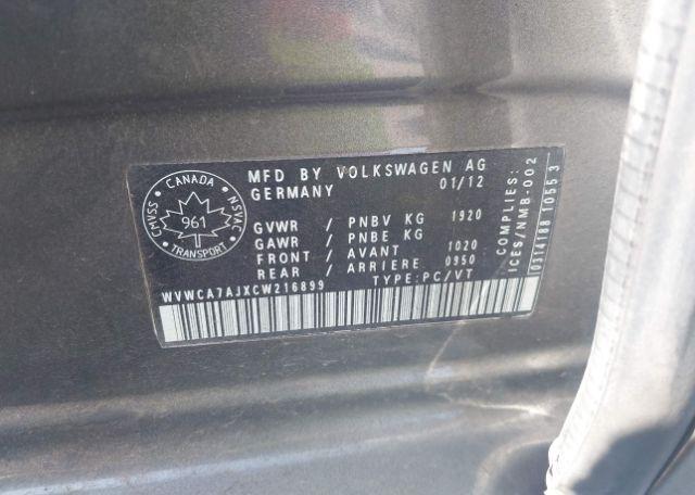 2012 VOLKSWAGEN GOLF 2.5L COMFORTLINE