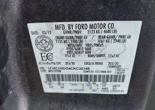 2012 FORD ESCAPE XLT