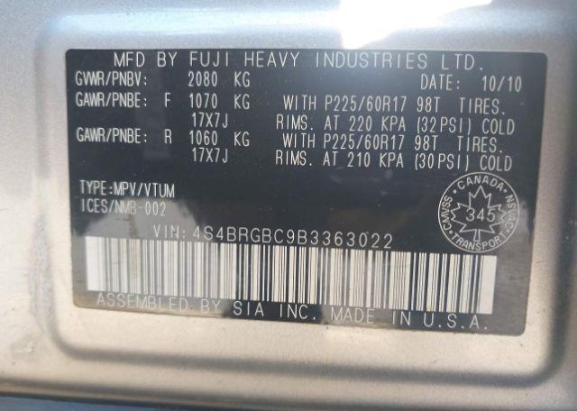 2011 SUBARU OUTBACK 2.5I PREMIUM