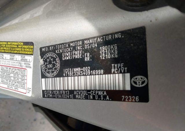 2004 TOYOTA CAMRY LE