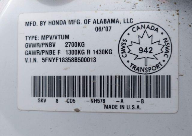 2008 HONDA PILOT SE