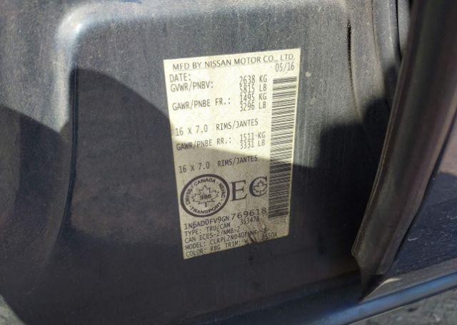 2016 NISSAN FRONTIER SL