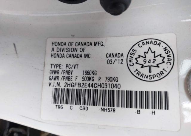 2012 HONDA CIVIC LX
