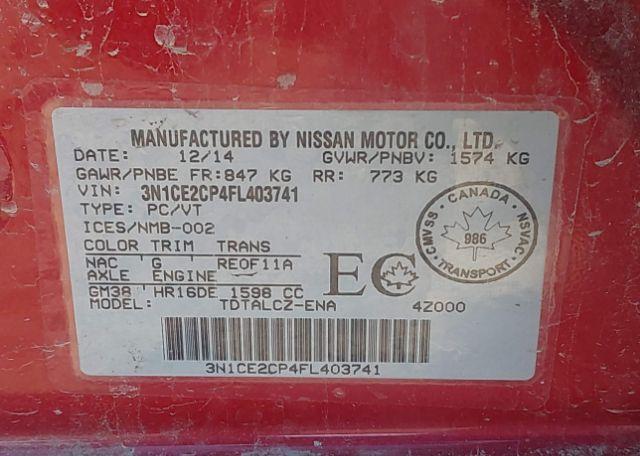 2015 NISSAN VERSA NOTE 1.6 S