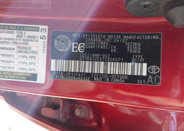2007 TOYOTA COROLLA CE