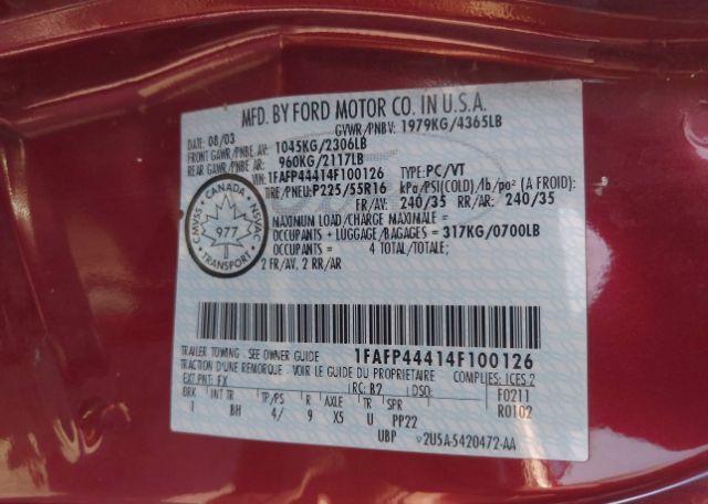 2004 FORD MUSTANG