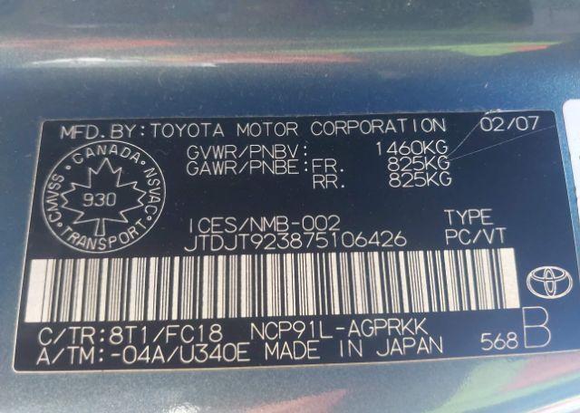 2007 TOYOTA YARIS CE
