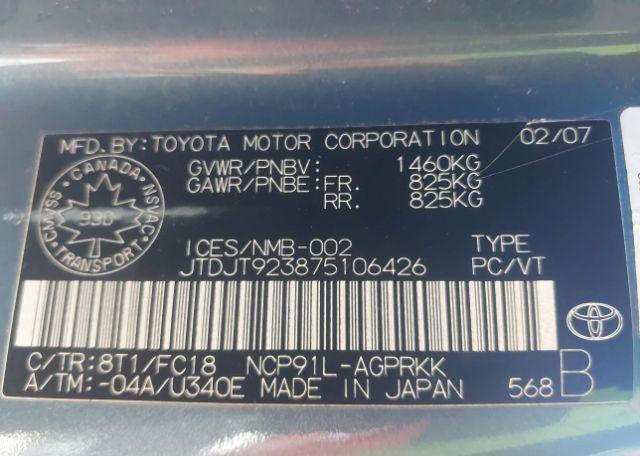 2007 TOYOTA YARIS CE
