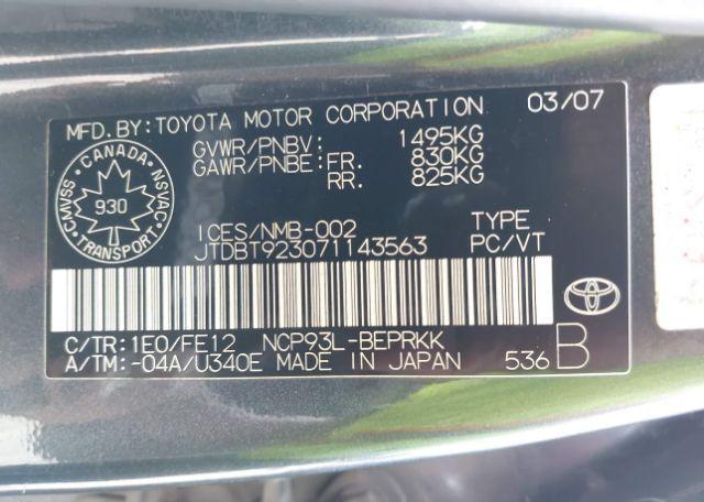 2007 TOYOTA YARIS