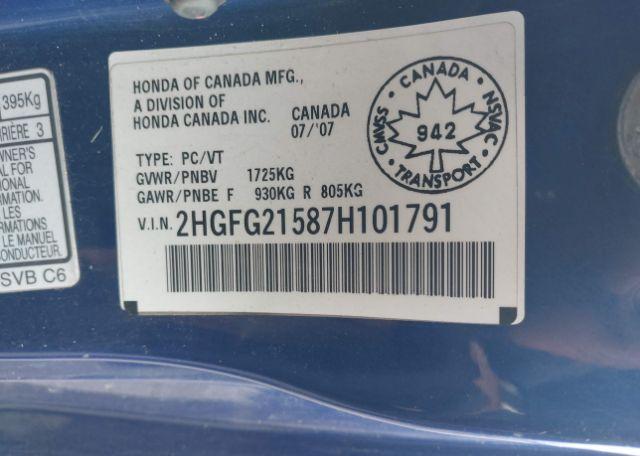 2007 HONDA CIVIC SI