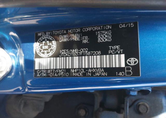 2015 TOYOTA PRIUS C TECHNOLOGY