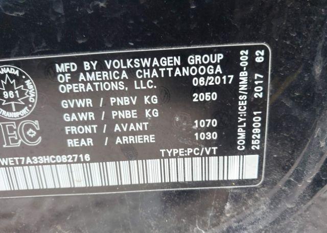 2017 VOLKSWAGEN PASSAT 1.8 TSI HIGHLINE