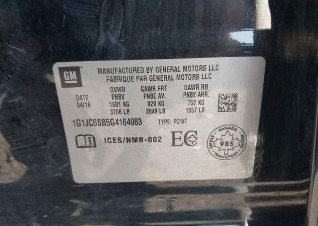 2016 CHEVROLET SONIC LT AUTO