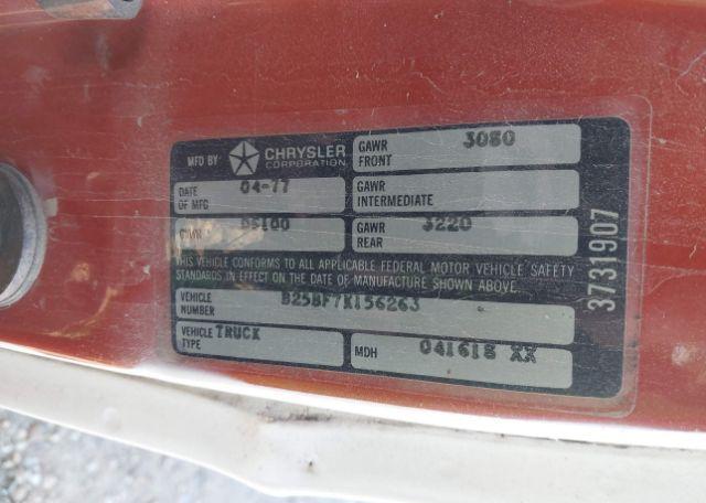 1978 DODGE RAM VAN B200 TRADESMAN VAN