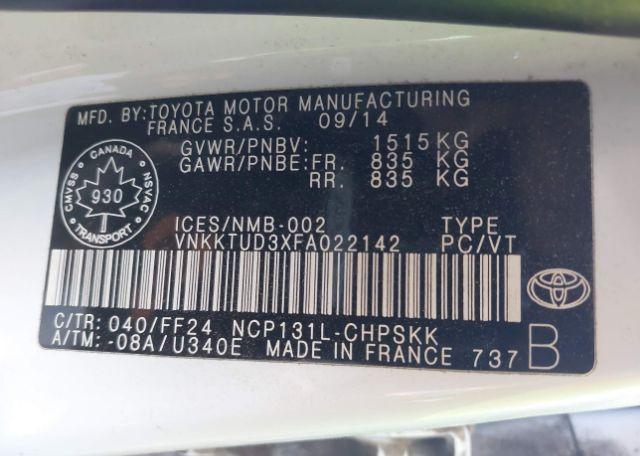 2015 TOYOTA YARIS SE