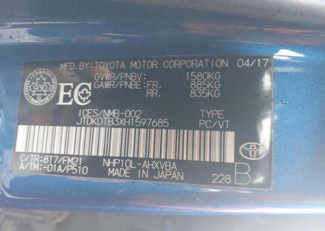 2017 TOYOTA PRIUS C TECHNOLOGY