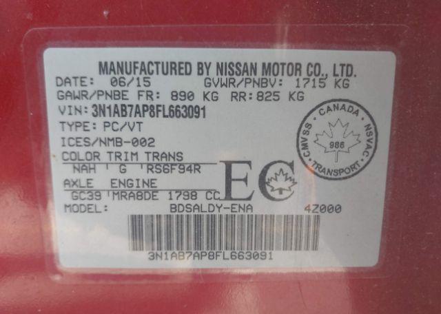 2015 NISSAN SENTRA 1.8 S