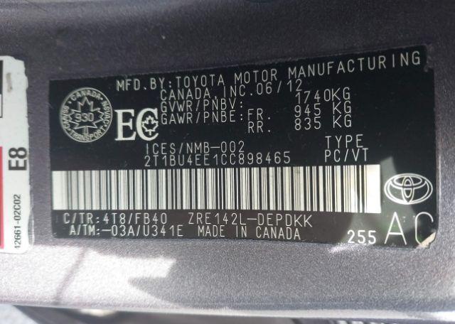 2012 TOYOTA COROLLA CE
