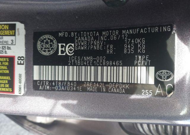2012 TOYOTA COROLLA CE