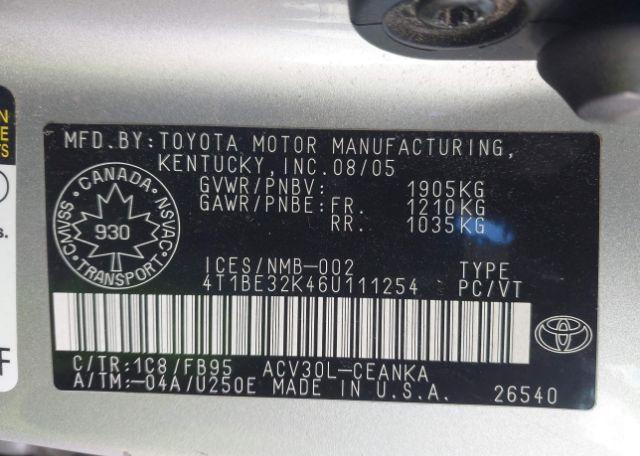 2006 TOYOTA CAMRY LE