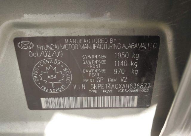 2010 HYUNDAI SONATA GL