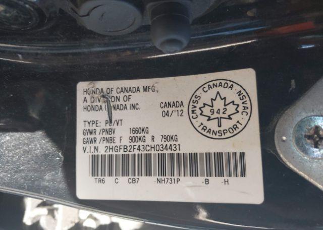 2012 HONDA CIVIC LX
