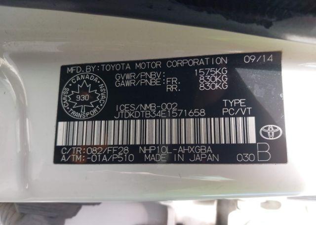 2014 TOYOTA PRIUS C TECHNOLOGY