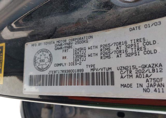 2003 TOYOTA 4RUNNER LIMITED V8