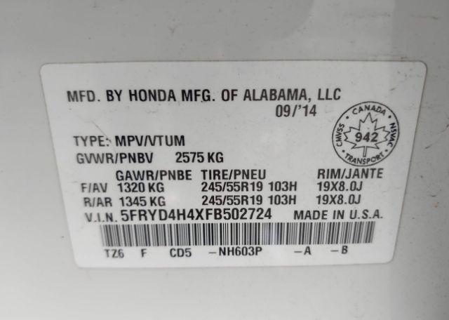 2015 ACURA MDX NAVIGATION PACKAGE
