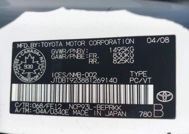 2008 TOYOTA YARIS