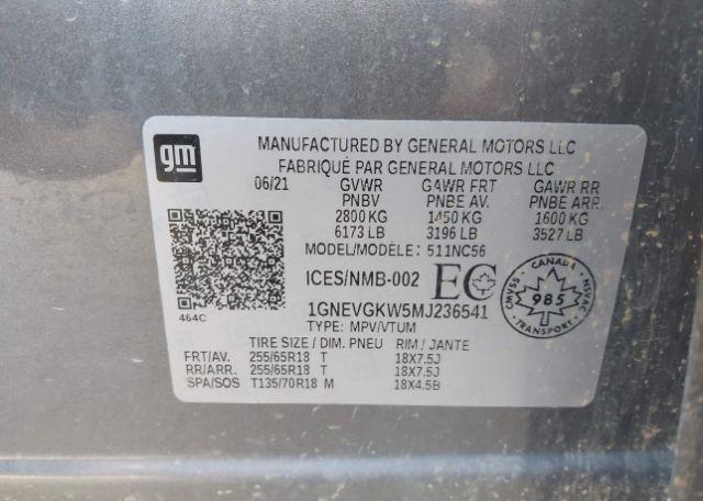 2021 CHEVROLET TRAVERSE LT CLOTH