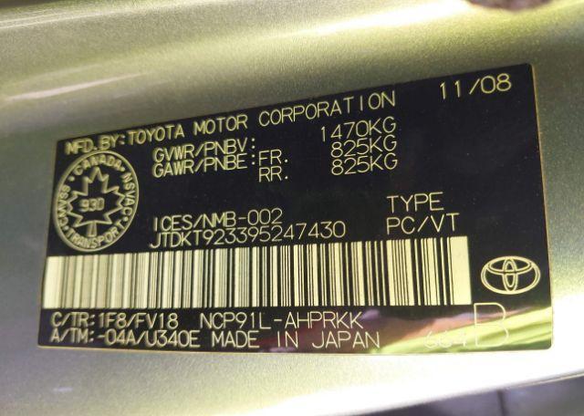 2009 TOYOTA YARIS LE