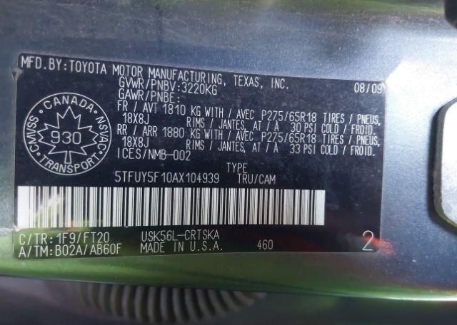 2010 TOYOTA TUNDRA SR5 5.7L V8