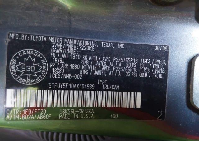 2010 TOYOTA TUNDRA SR5 5.7L V8