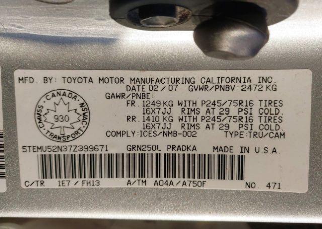 2007 TOYOTA TACOMA BASE V6