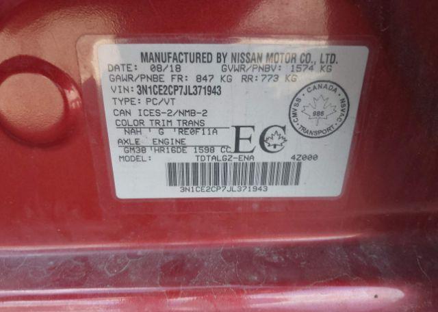 2018 NISSAN VERSA NOTE 1.6 S