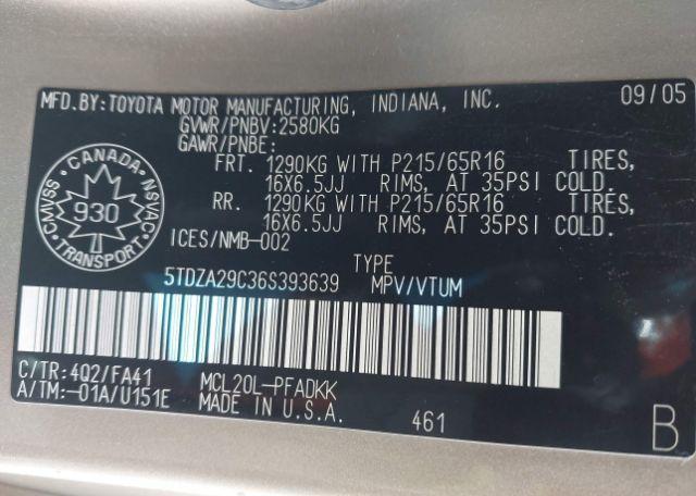 2006 TOYOTA SIENNA CE 7 PASSENGER
