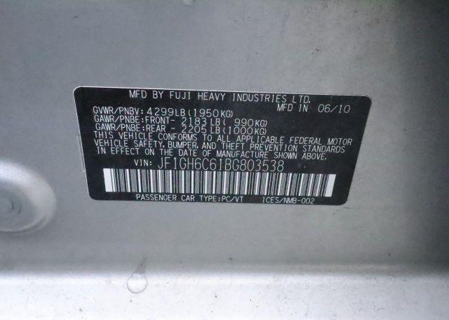 2011 SUBARU IMPREZA 2.5I