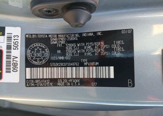 2007 TOYOTA SIENNA CE