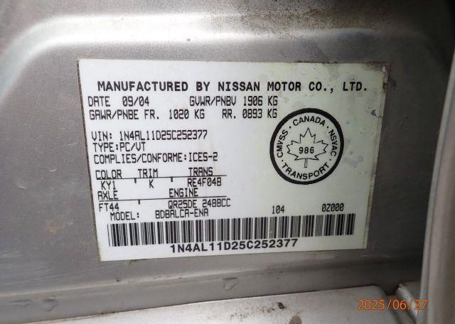 2005 NISSAN ALTIMA S