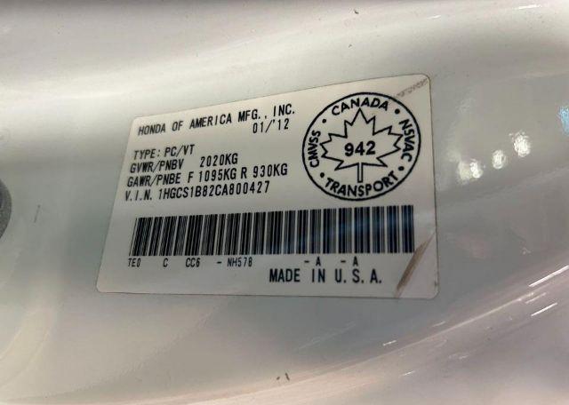 2012 HONDA ACCORD EXL