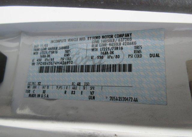 2004 FORD E450 SD MOTOR HOME