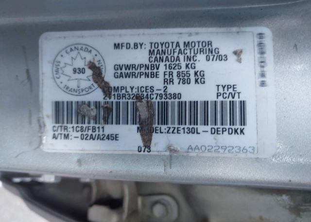 2004 TOYOTA COROLLA CE