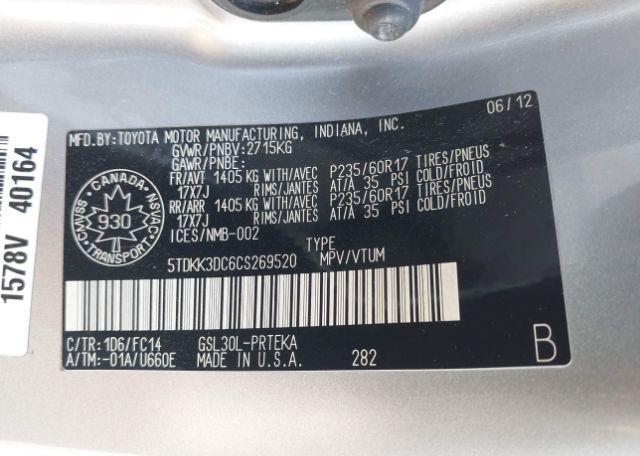 2012 TOYOTA SIENNA LE