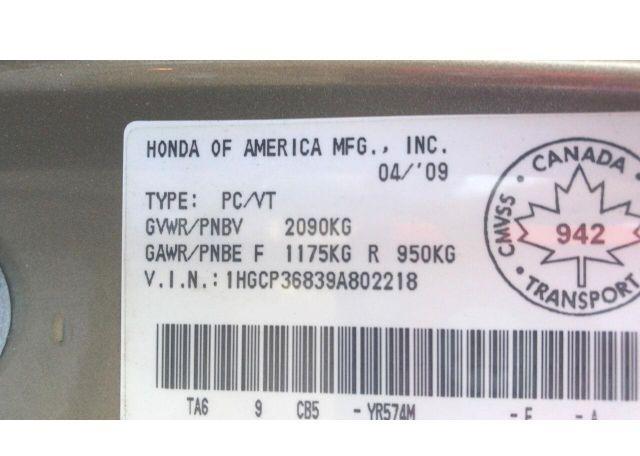 2009 HONDA ACCORD EXL